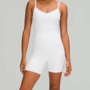 LNA White Sleeveless Shorts Bodysuit